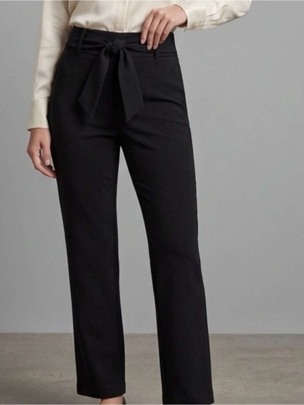Nicole Miller New York Black High Waist Elastic Belted Waist Ankle Pants